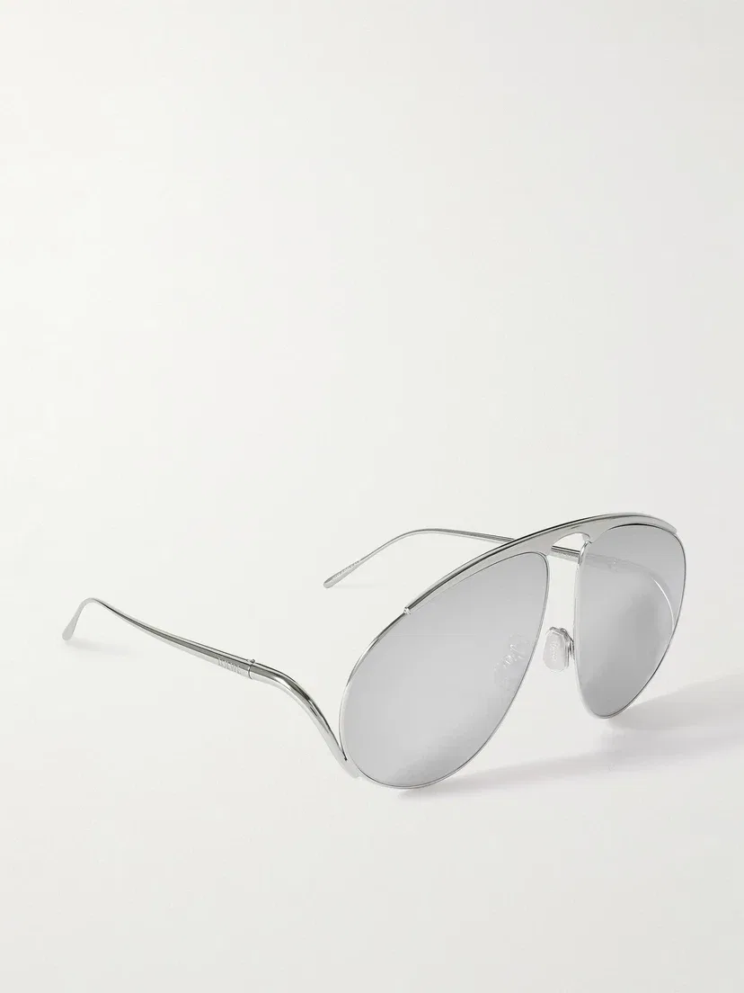 Солнцезащитные очки-авиаторы серебристого цвета LOEWE EYEWEAR, серебряный — фото 3