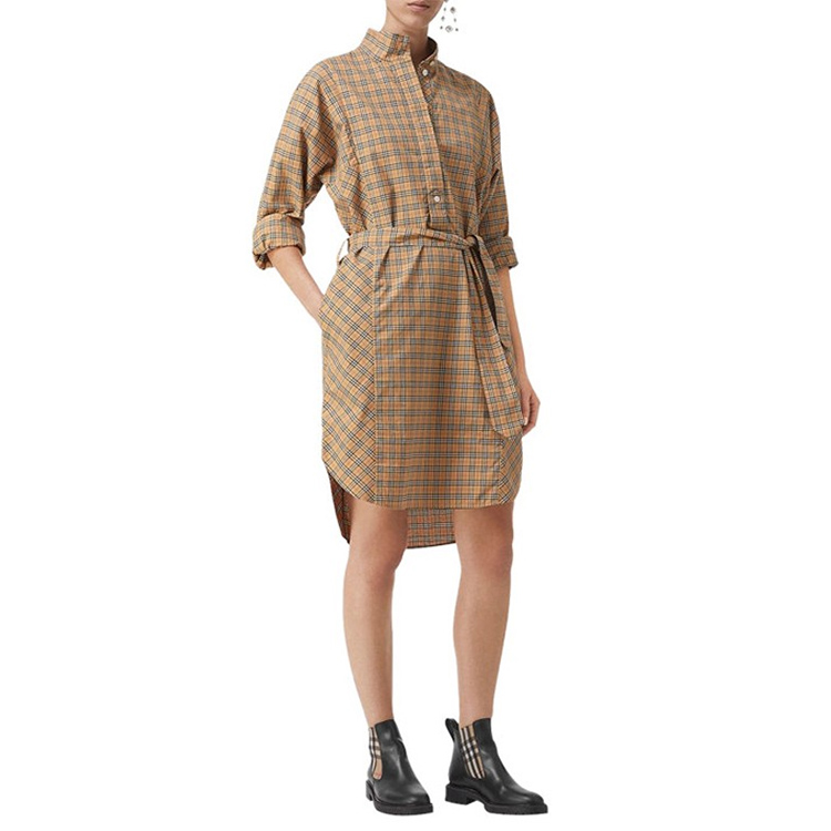 

Длинное платье с длинными рукавами классического стиля желтое 80337331 Burberry