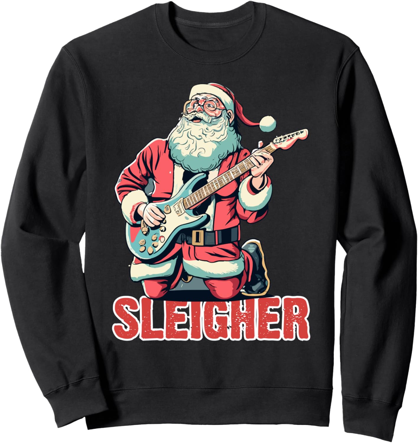 

Толстовка с изображением Санта-Клауса и гитары на рождественских санях Sleigher Christmas Gifts, черный