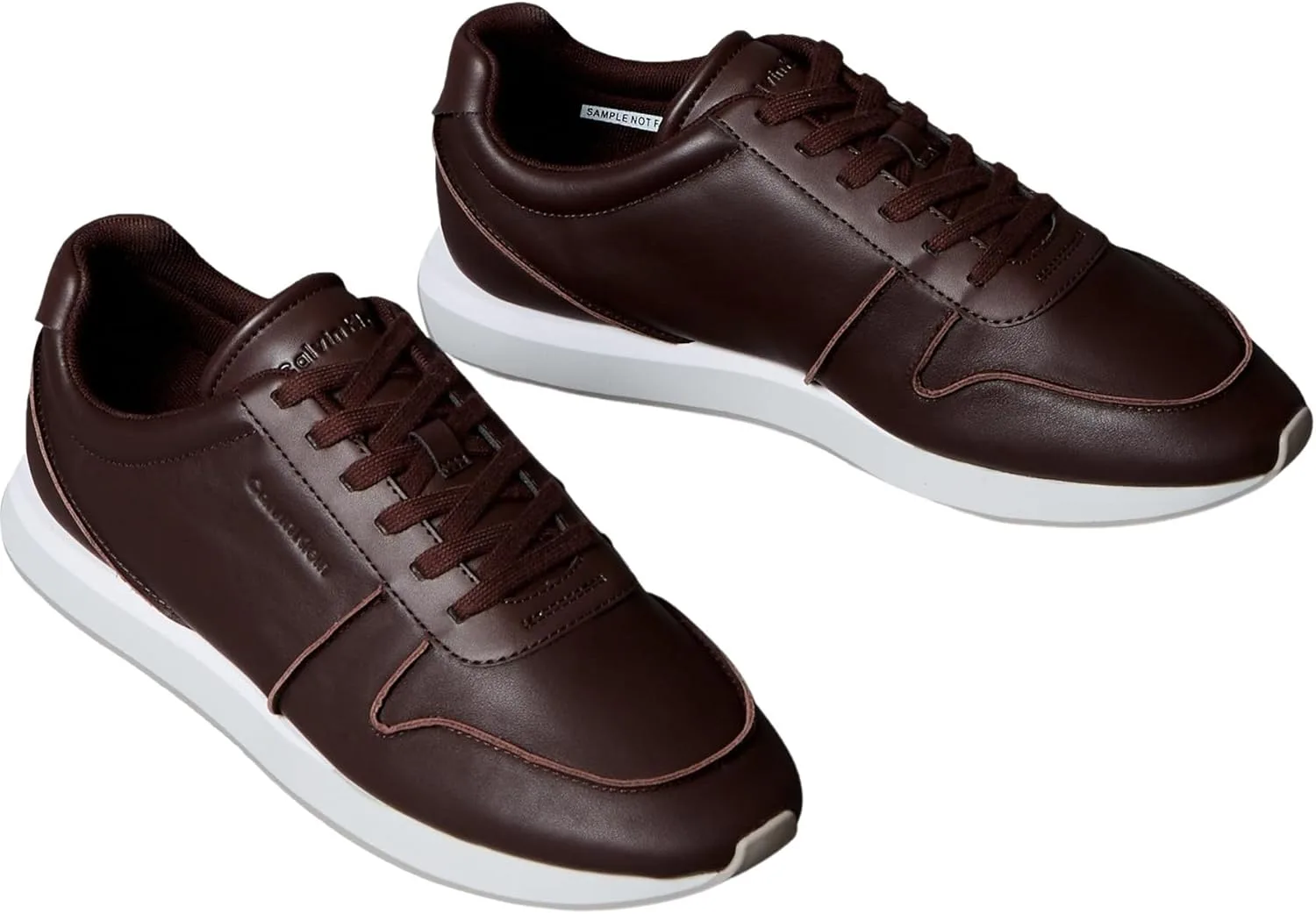 Мужские кроссовки Calvin Klein Retro Runner на шнуровке LTH Pinch Ym0ym01455 Low Top, белый/красный/коричневый — фото 3