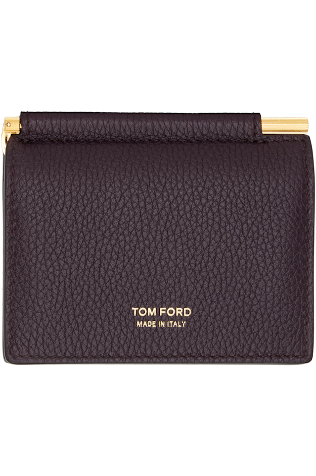 

Tom Ford Складной держатель для денег и карт из мягкой зернистой кожи бордового цвета