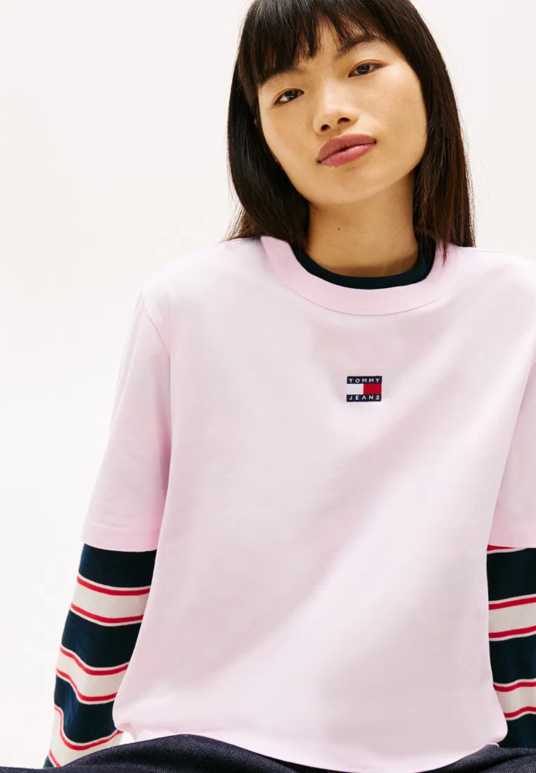 Футболка свободного кроя, Badge, Tommy Jeans Tommy Hilfiger, розовый — фото 2