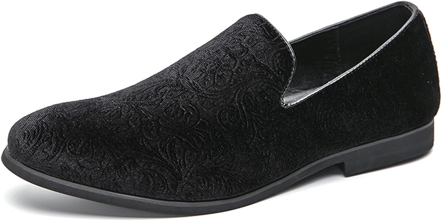 

Мужские замшевые туфли-лоферы с цветочным декором, классический заостренный носок, удобная модель без шнурков, туфли для смокинга на свадьбу или вечернюю вечеринку Yherohg, черный
