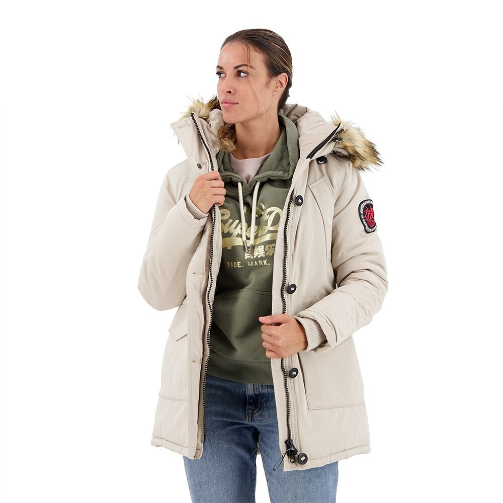 

Парка Superdry Everest Faux Fur, бежевый