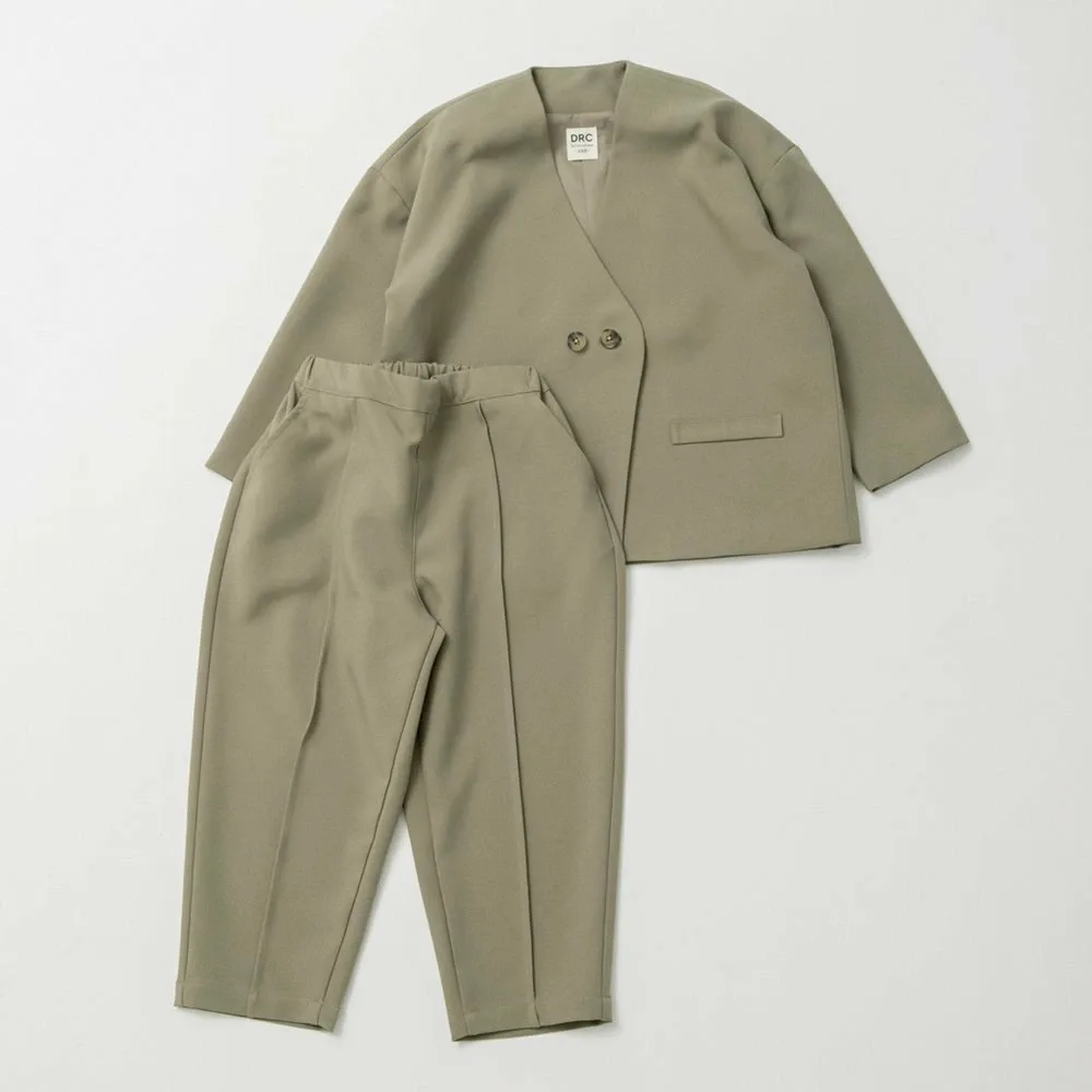 Комплект из двух предметов: пиджак без воротника и зауженные брюки. Branshes, beige — фото 4