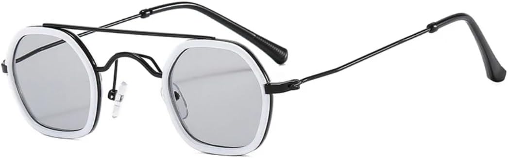 

Ретро солнцезащитные очки с двойными перемычками и многоугольными линзами для женщин, модные, с прозрачными градиентными линзами, защита от УФ-излучения UV400, для мужчин в стиле панк UUPTTPL, White Light Gray