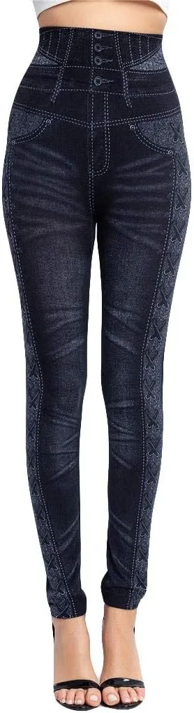 

JOFOW Женские джинсы прямого кроя с цветочным принтом, высокая посадка