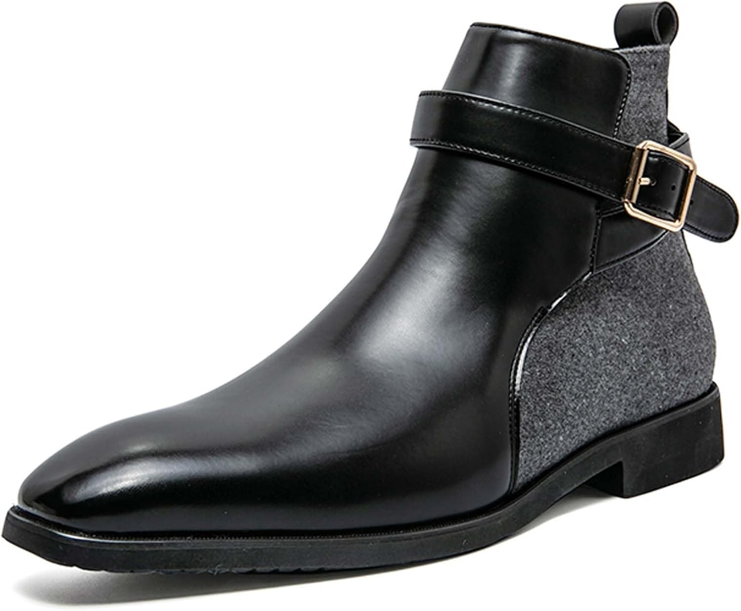 

Мужские ботинки Челси с модной пряжкой, деловые формальные высокие ботинки с заостренным носком, униформа, свадебные, для вечеринки, офисные, повседневные кожаные, большие размеры Generic, черный