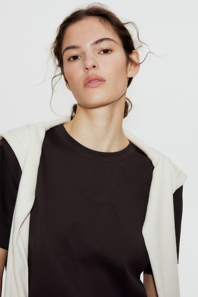 

Футболка из хлопка пима H&M, коричневый