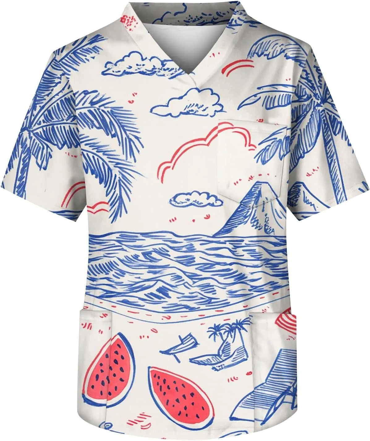 

Мужская униформа скраб топ Unisex с коротким рукавом и карманами WENKOMG1