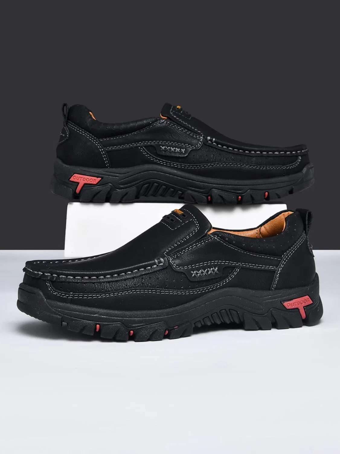 Мокасины кожаные Loafers Slip-On, черный Tsuukuie — фото 4