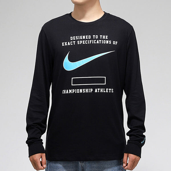 Футболка спортивная повседневные спортивные с длинными рукавами Nike, черный — фото 4