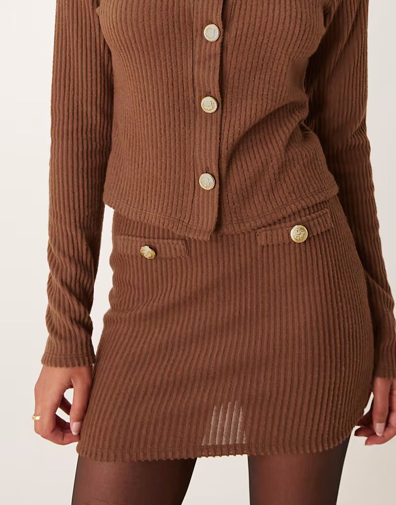 

Мини-юбка в рубчик ASOS DESIGN шоколадно-коричневого цвета, комплект