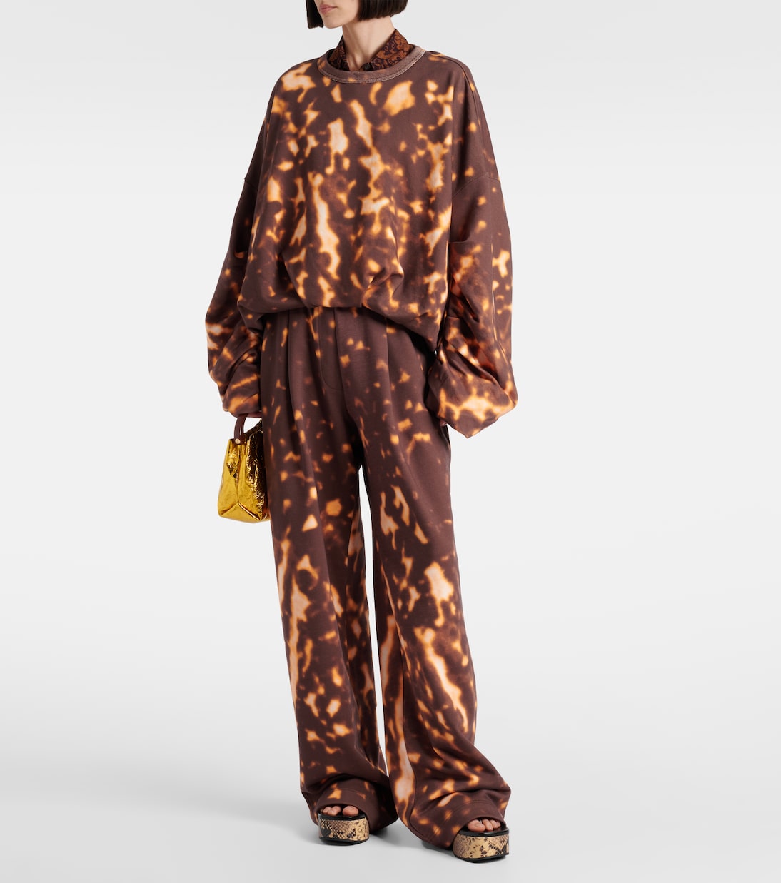 Хлопковая толстовка с принтом и сборками Dries Van Noten, Amber — фото 2