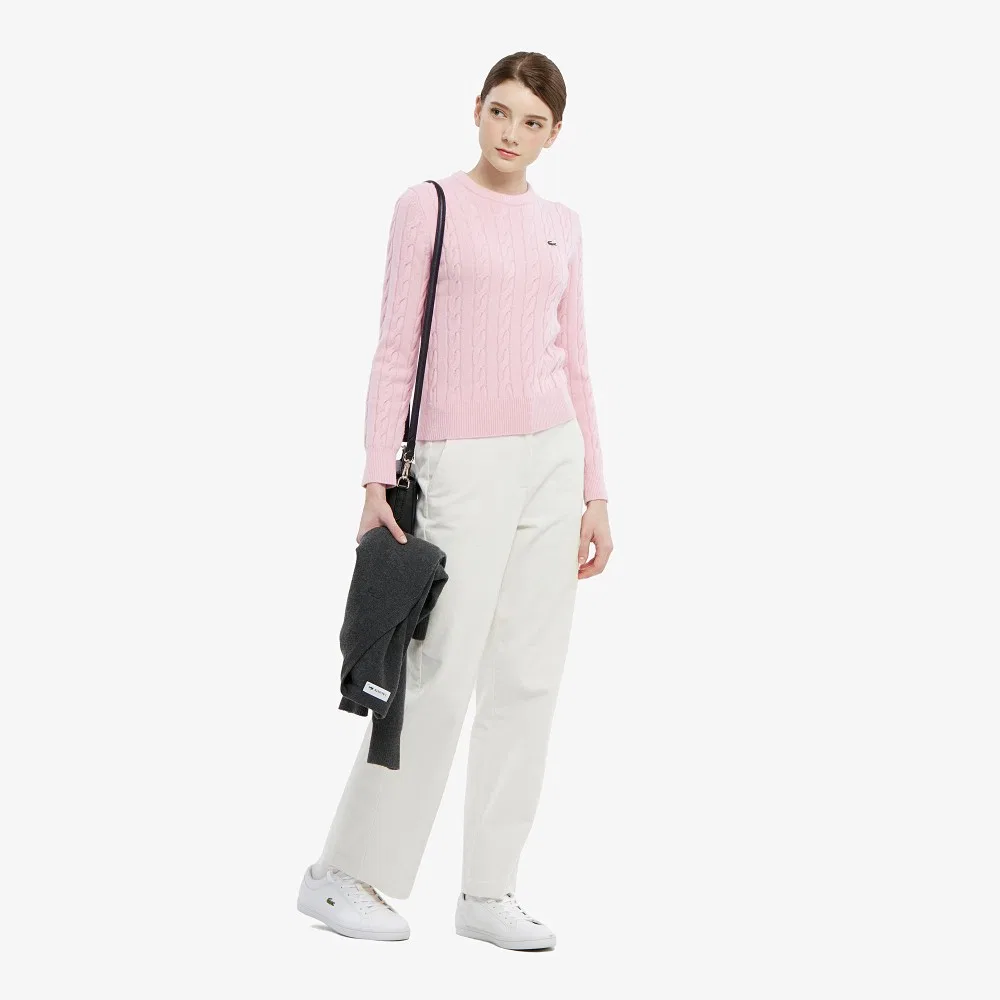 Свитер женский Lacoste с косами, светло-розовый — фото 4