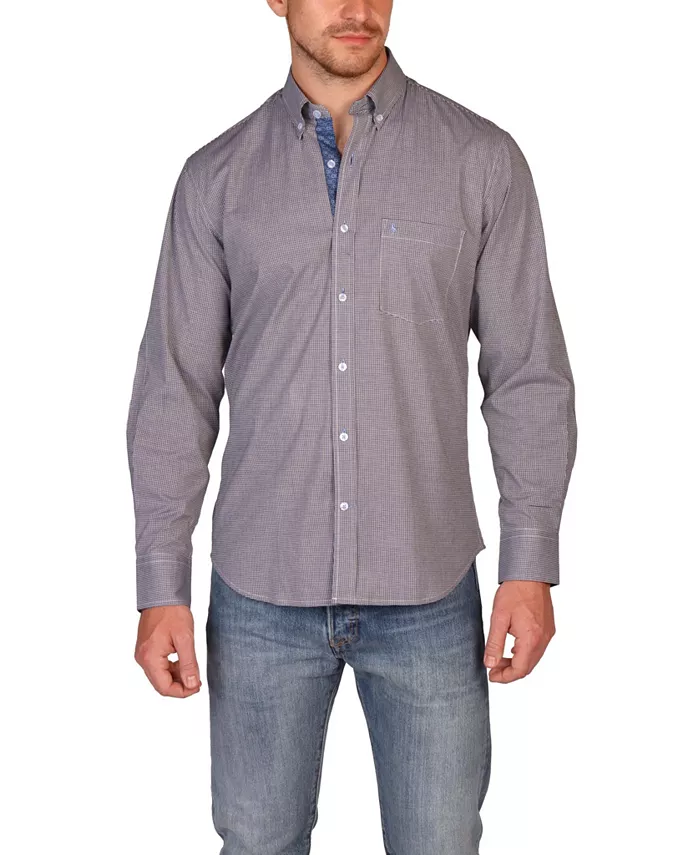 

Рубашка с длинным рукавом в мелкую клетку Tailorbyrd, синий