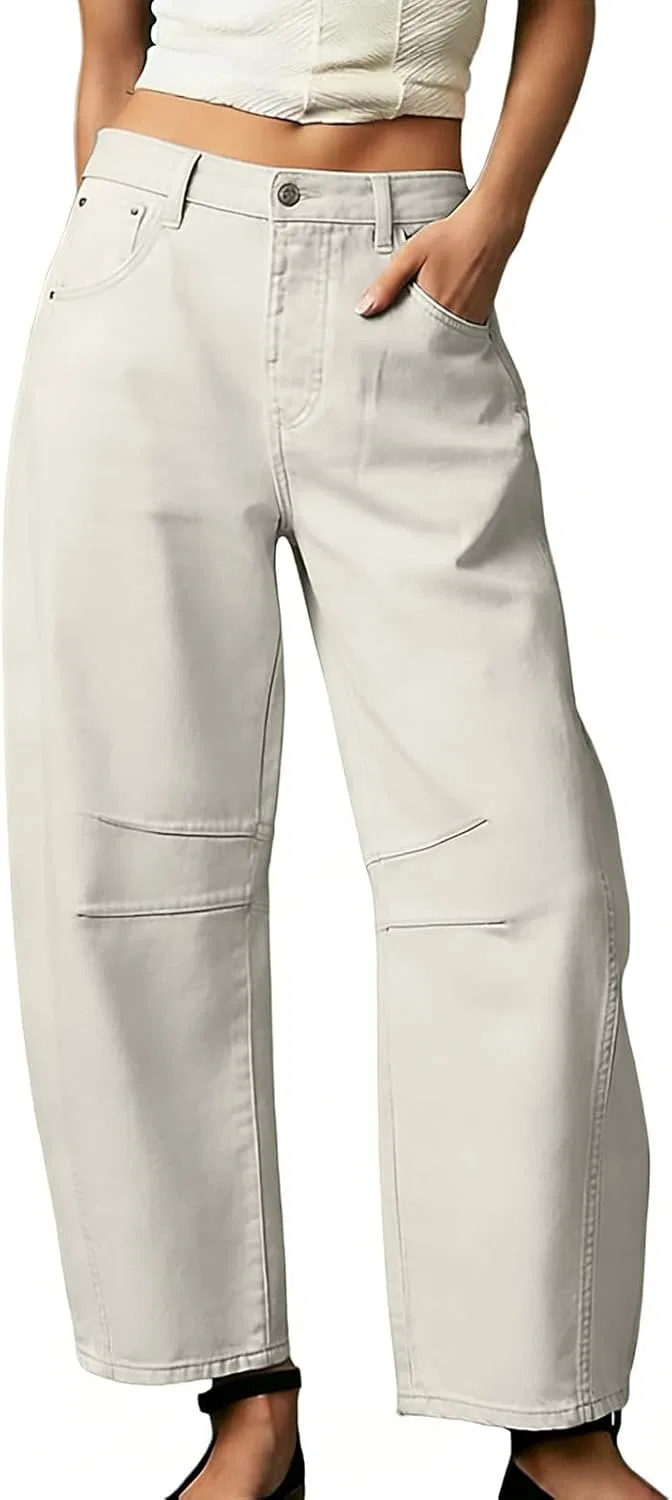Джинсы Barrel, Wide Leg, White