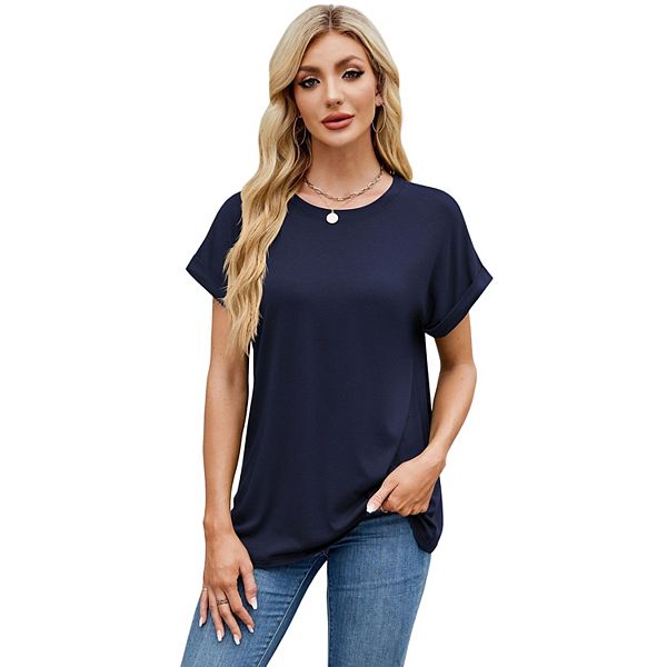 

Женская летняя футболка с коротким рукавом Kojooin, Navy Blue, Синий, Женская летняя футболка с коротким рукавом Kojooin, Navy Blue