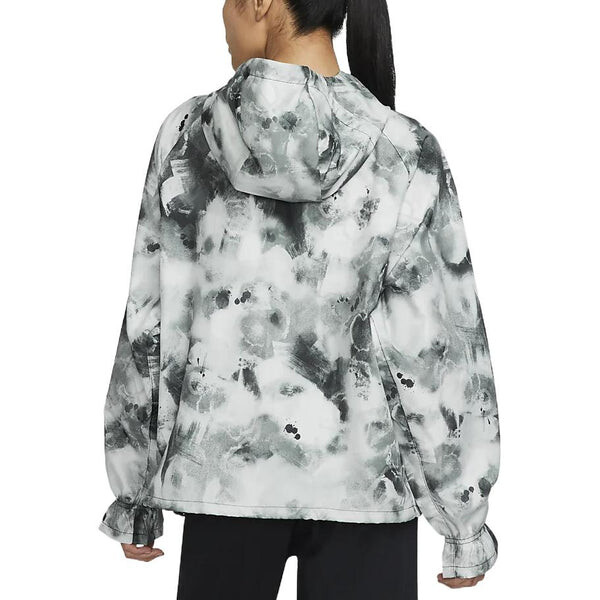 Куртка (WMNS) Nike Air Dri-FIT Colorblock Splash Ink Alphabet Running Sports Hooded Pullover Jacket Smoke Gray, мультиколор — фото 4
