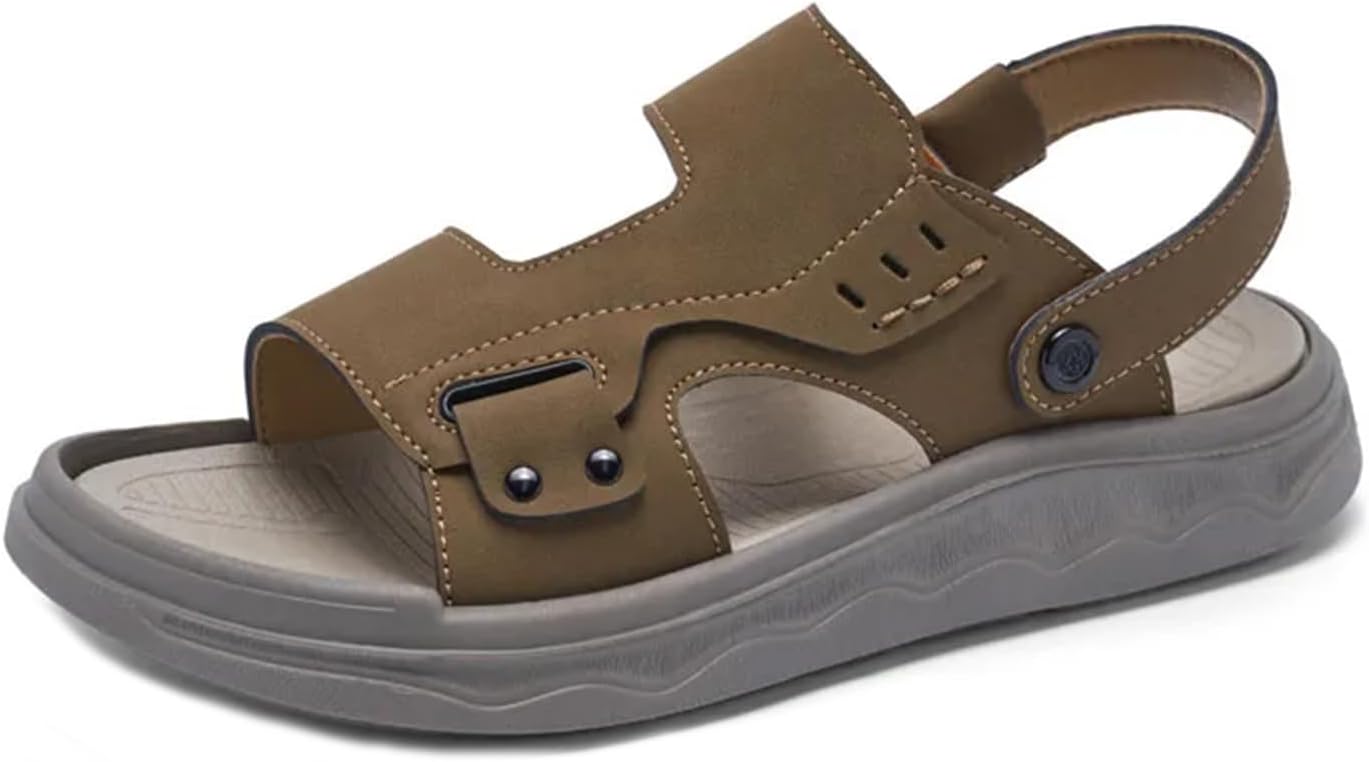 

Мужские летние сандалии на платформе для пляжа с резиновой подошвой, повседневные шлепанцы Generic, коричневый