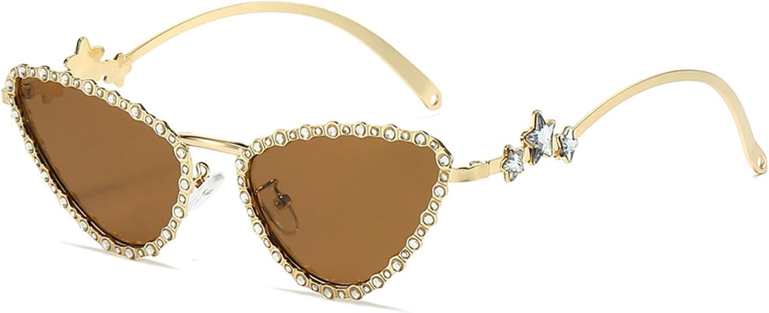 

Солнцезащитные очки Helena Retro Small Rhinestone Cat Eye Sunglasses for Women в стиле 90-х, блестящие, в стиле хиппи-диско, модные, с кристаллами, защита от ультрафиолета UV400, C3
