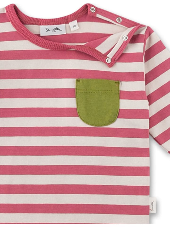 Sanetta Kidswear Футболка с длинными рукавами розово-белого цвета — фото 3