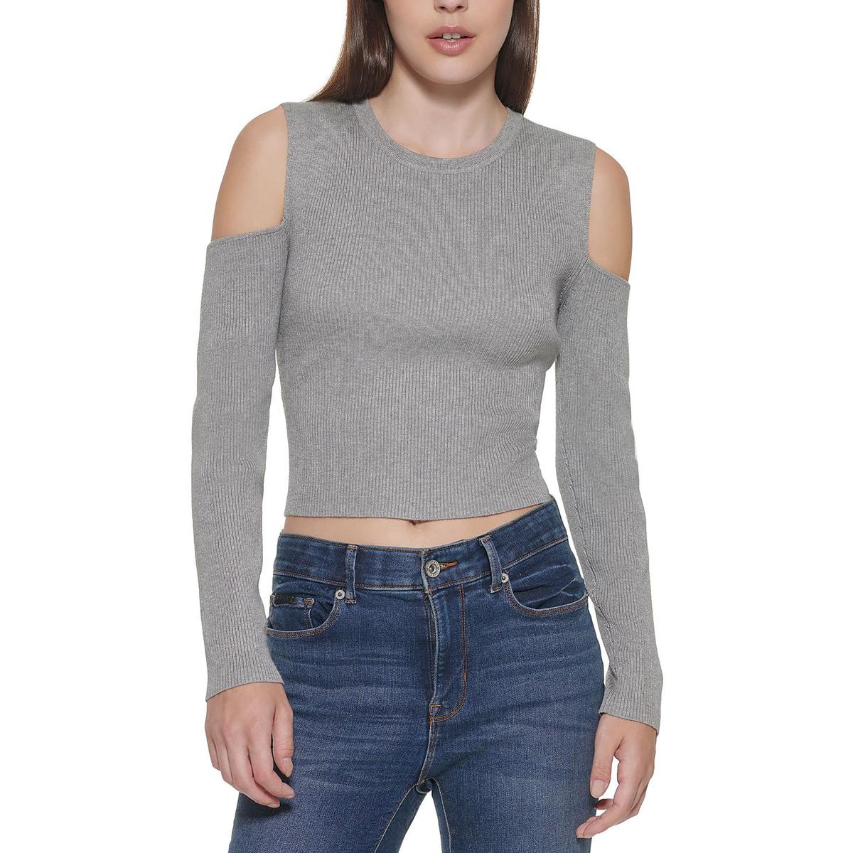 

Женский хлопковый свитер с круглым вырезом и вырезом DKNY Jeans, цвет avenue grey