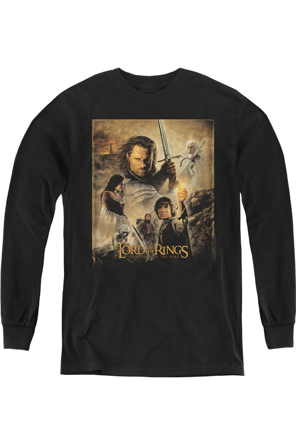 

Футболка с длинным рукавом для подростков "Властелин Колец: Возвращение Короля" с постером Gildan, черный