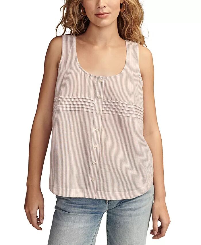 

Хлопковая полосатая майка со складками на груди Lucky Brand, мультиколор