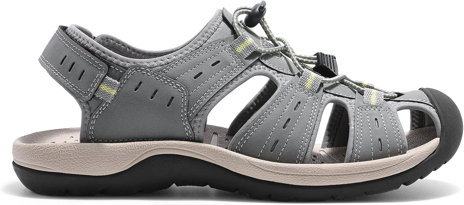 Мужские сандалии DREAM PAIRS с поддержкой: спортивные, для улицы, из быстросохнущей сетки, с закрытым носком, легкие, удобные водные туфли, серый — фото 3