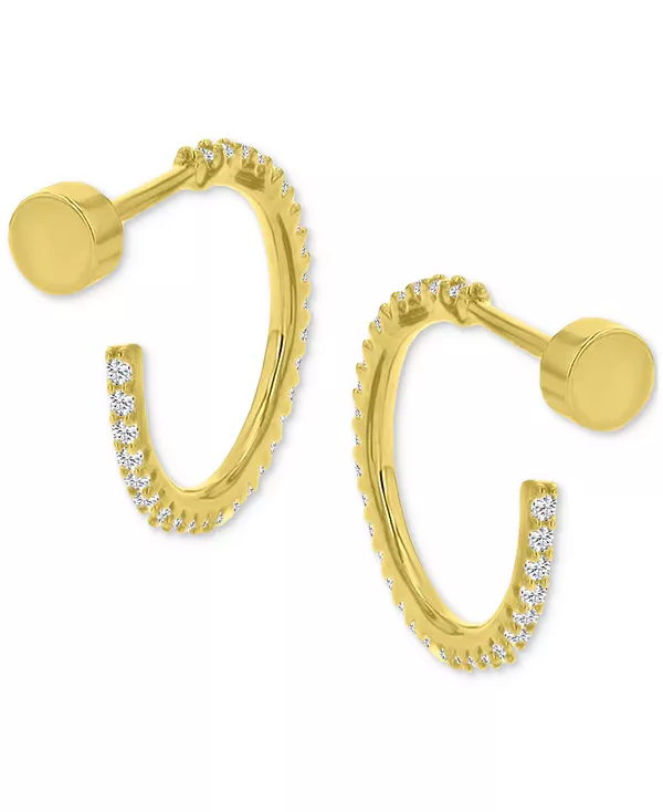 

Маленькие серьги-кольца с кубическим цирконием (1/2 карата) из стерлингового серебра с 14-каратным золотом, 0,62 дюйма Macy'S, gold