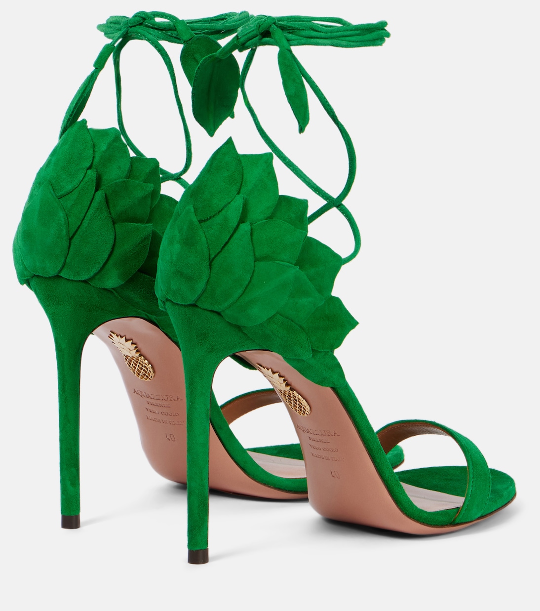 Замшевые сандалии Hibiscus 105 Aquazzura, Rich Emerald — фото 2
