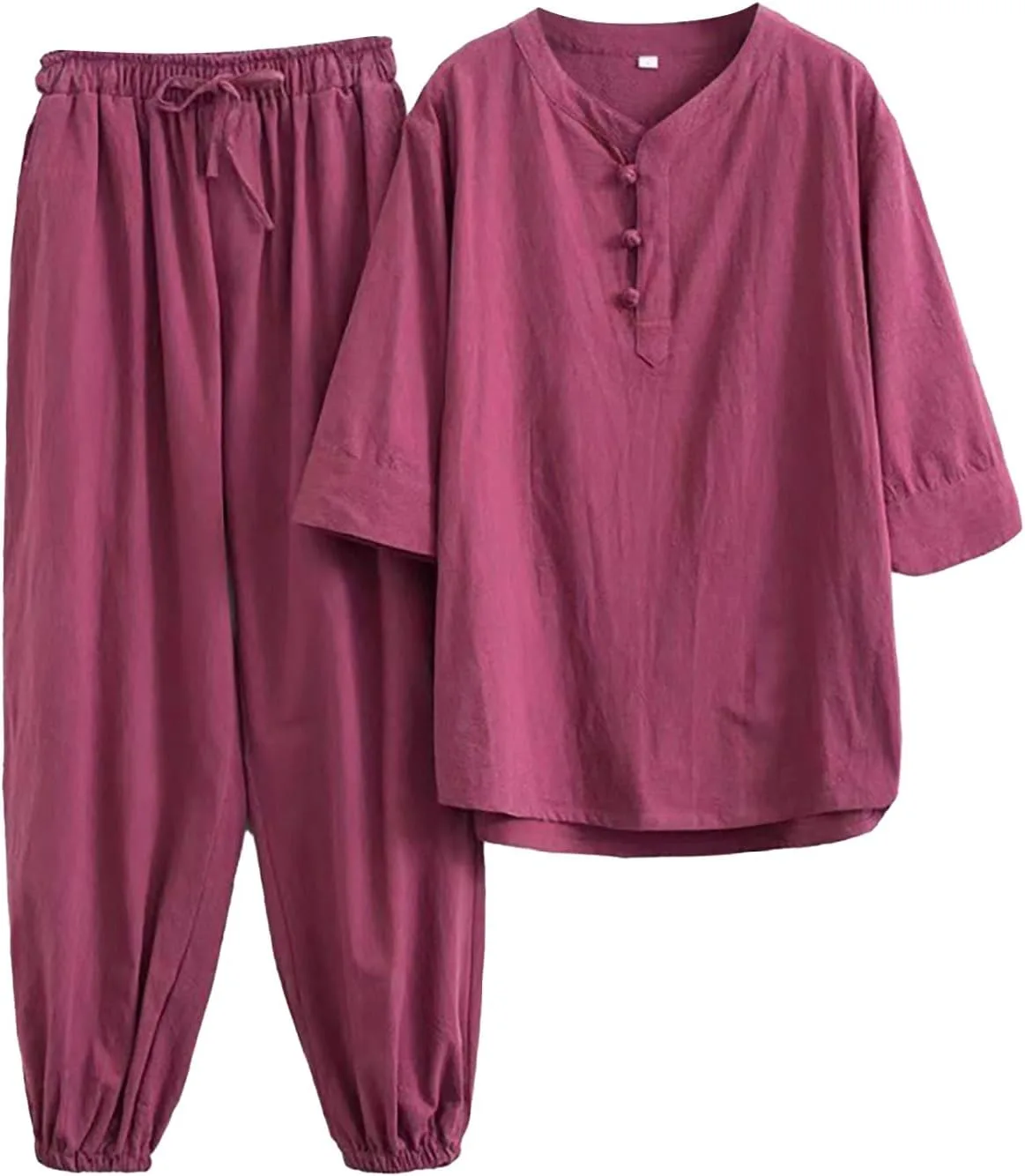 

Мужской летний комплект из льна: короткий рукав и свободные штаны xoxingysm