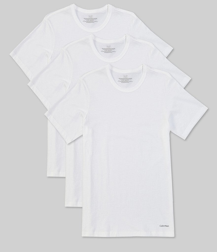 

Calvin Klein Классические хлопковые однотонные футболки с круглым вырезом, 3 упаковки, белый