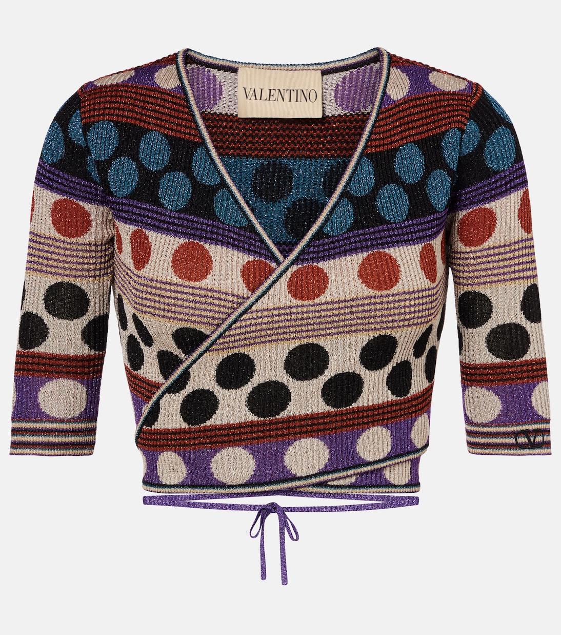 

Жаккардовый топ с запахом в горошек Valentino, разноцветный