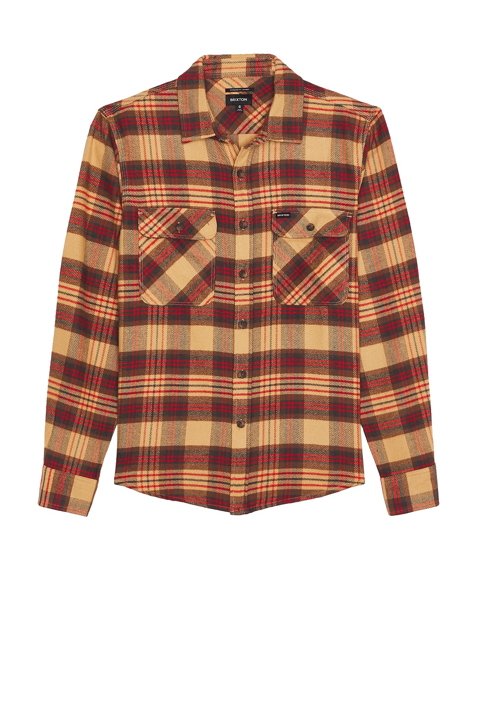 

Фланелевая рубашка Bowery Brixton, curry, washed black & crimson