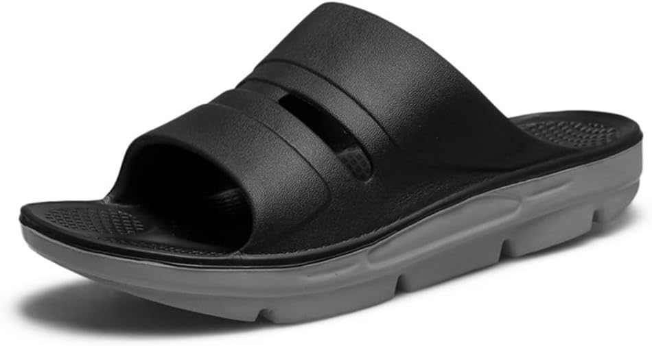 

Мужские тапочки BYDZKJ, нескользящие, быстросохнущие, с открытым носком, толстая подошва из EVA, антискользящие шлепанцы для лета, сандалии для использования на улице и на пляже, черный