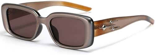 

Прямоугольные солнцезащитные очки для мужчин в винтажном панк-стиле с градиентным переходом, маленькие квадратные очки для женщин, солнцезащитные очки UV400 MTZJH, Brown Brown