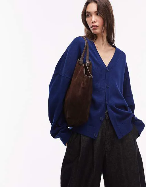 

Темно-синий кардиган из чистого хлопка с v-образным вырезом ARKET