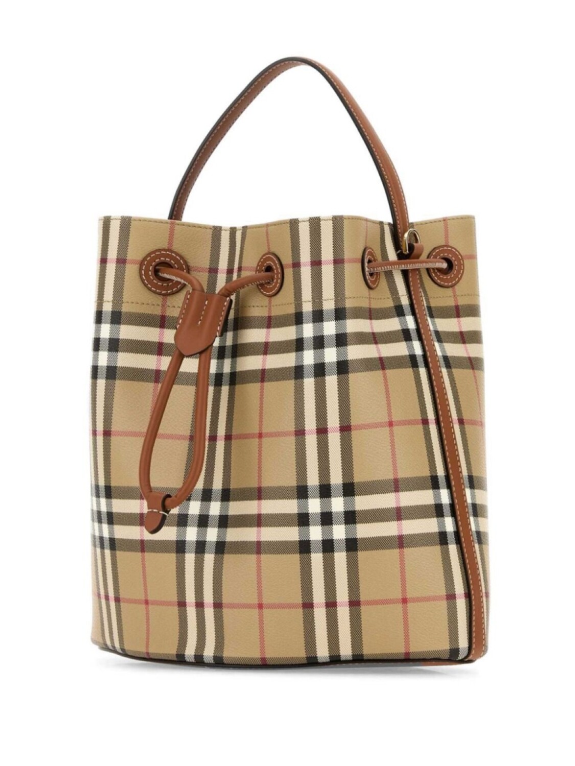 Сумка-ведро в клетку Vintage Check Burberry, нейтральный цвет — фото 3