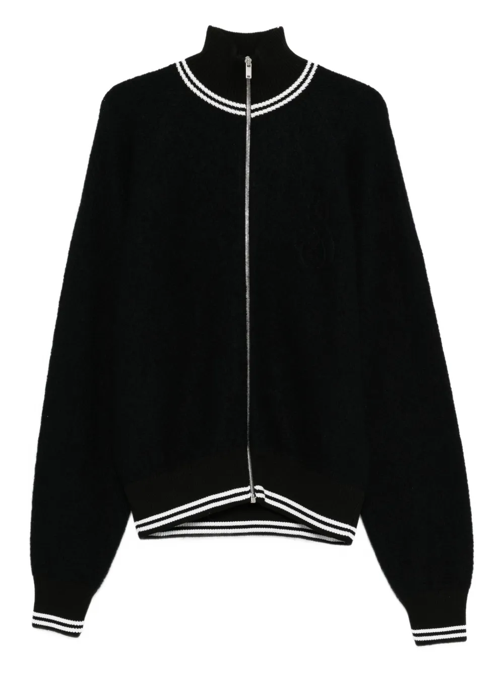 

Кардиган с застежкой-молнией спереди и ребристой отделкой JIL SANDER, черный