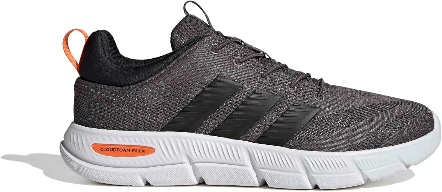 Мужские кроссовки Adidas Cloudfoam Flex на эластичных шнурках, Charcoal Core Black Pure Orange — фото 2