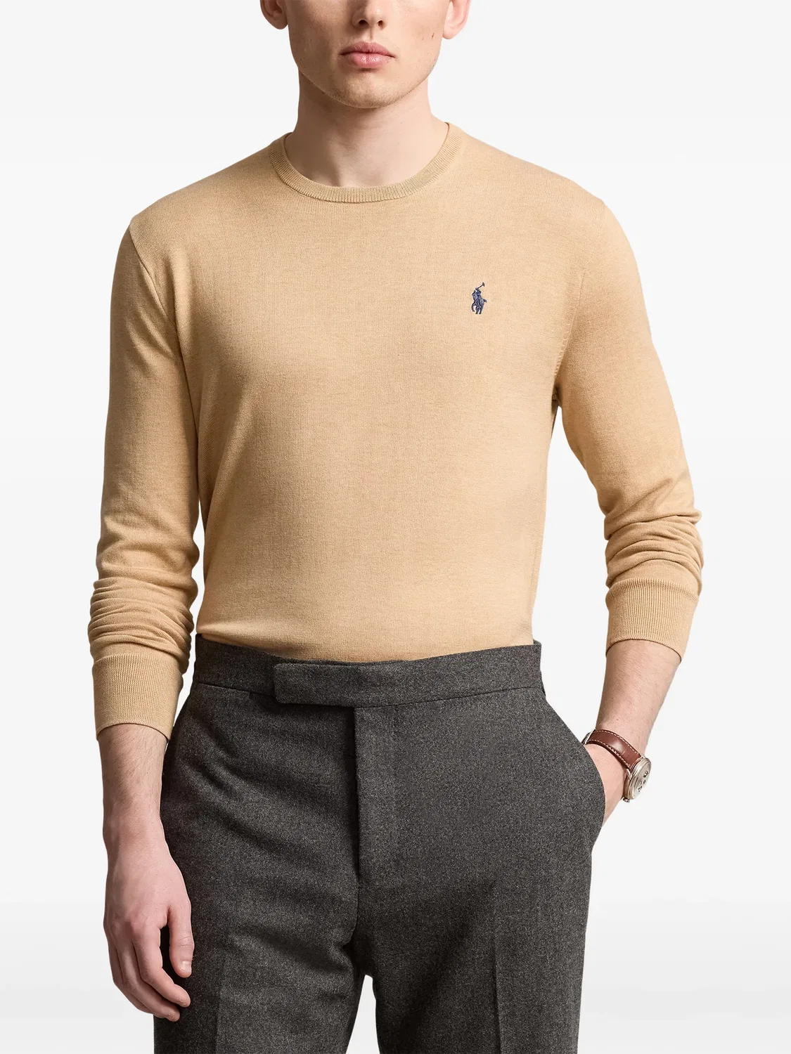 Свитер с круглым вырезом Polo Ralph Lauren, коричневый — фото 3