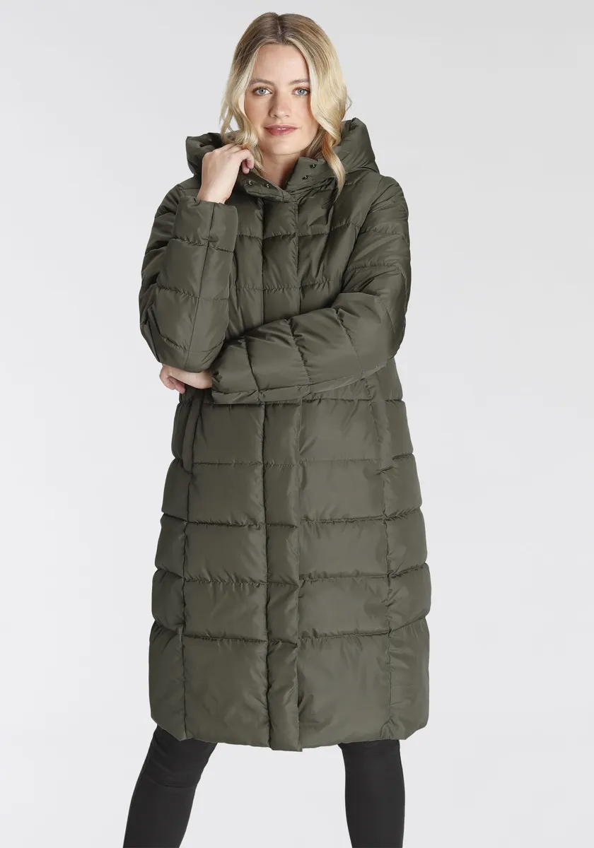 

Only стеганое пальто "ONLTINA PUFFER X LONG COAT OTW", с капюшоном, цвет Kalamata