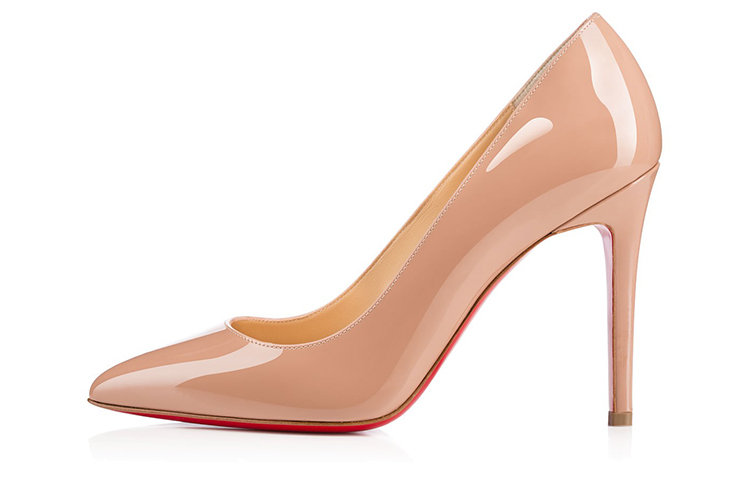 Christian Louboutin Туфли-лодочки Pigalle 100 мм, бежевые, лакированные, женские