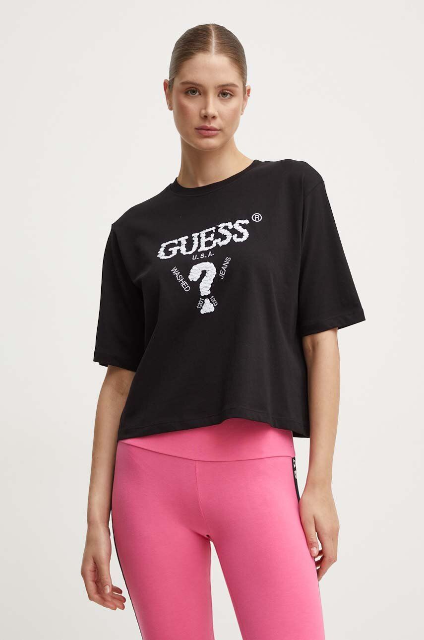 

Хлопковая футболка Guess AURLIE, черный