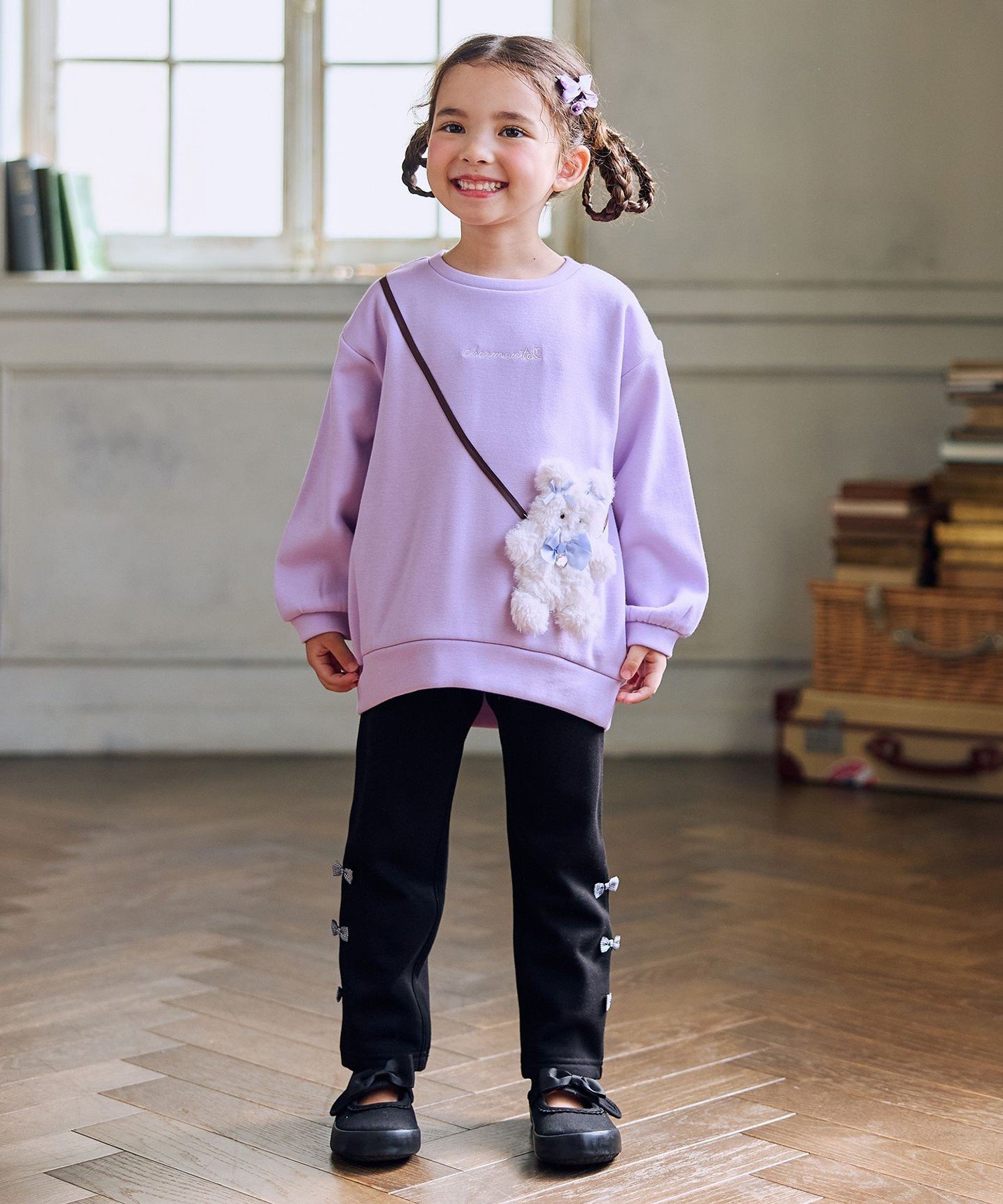 Толстовка Animal Pochette на флисовой подкладке ANY KIDS, Lavender x Cat [082] — фото 2