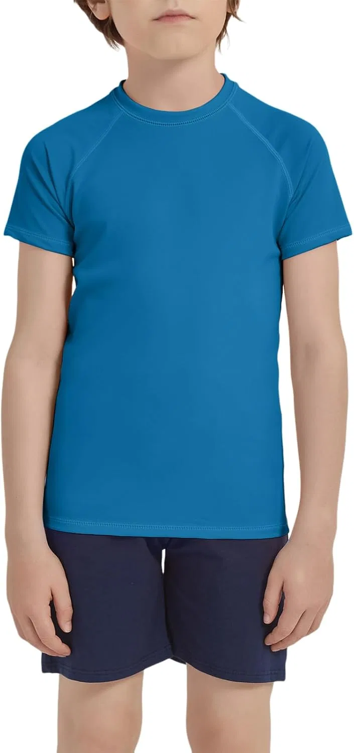 Детская футболка для плавания UPF 50+ Shouldin, Neon Blue