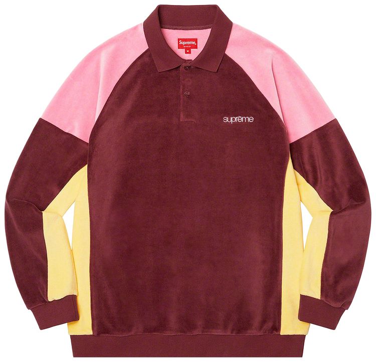 

Поло Supreme Paneled Velour Long-Sleeve Polo 'Cardinal', красный