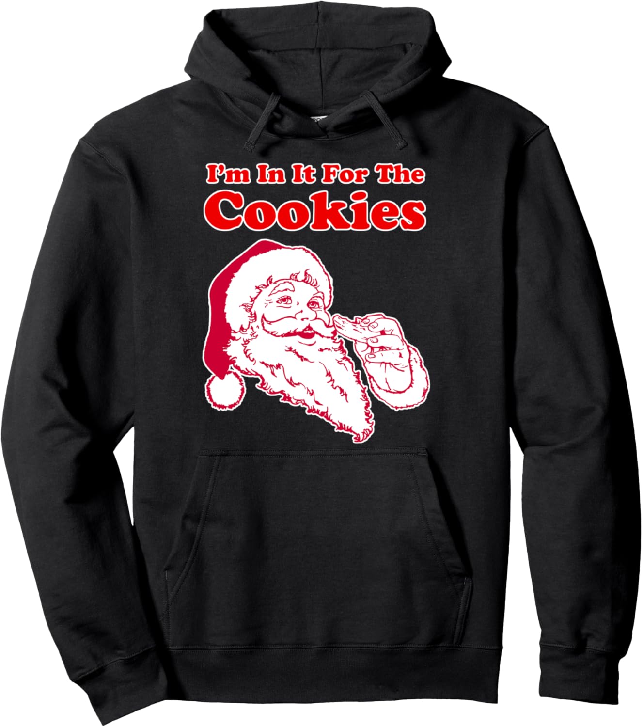 

Модная рождественская толстовка с изображением Санты и надписью «Я здесь ради печенья» Trendy Apparel, черный